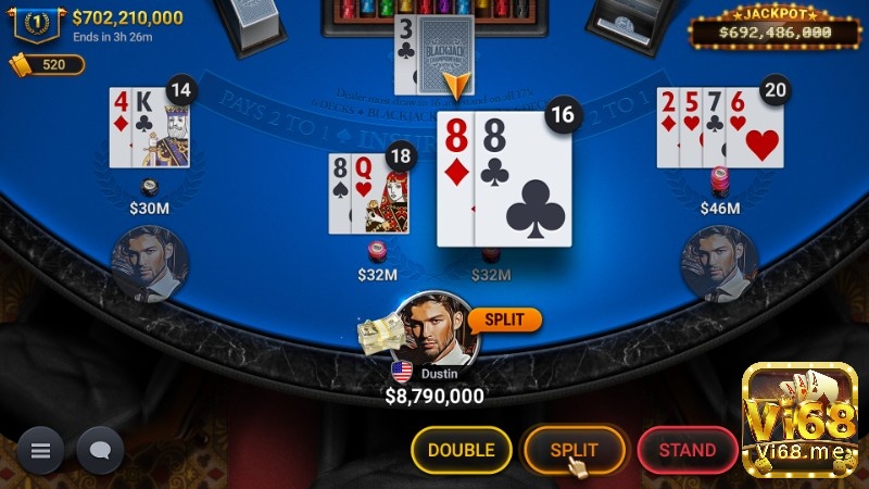 Những hành động có thể xảy ra trong các lượt đấu trong Blackjack trực tuyến