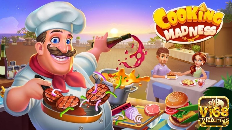 Đầu bếp chế biến hàng trăm món ăn để phục vụ thực khách trong game Cooking Madness